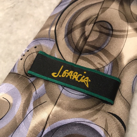 J Garcia Silk Tie Mens Gray Snail Garden Collection Thirty Seven Festival Artsy - Picture 4 of 7